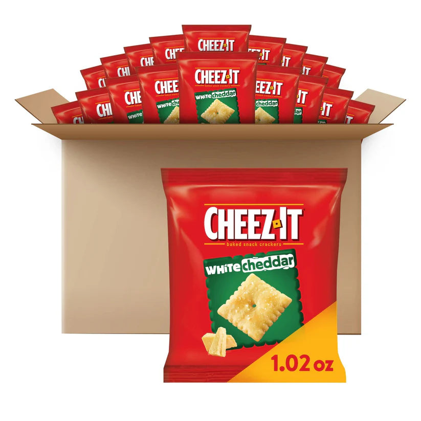 Cheez-It Cheese Crackers, Baked Snack Crackers, Lunch Snacks, White Cheddar (45 Packs)